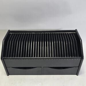 Lillian Vernon Wooden Desk Organizer 31 Slot Mail Sorter with Drawers Black